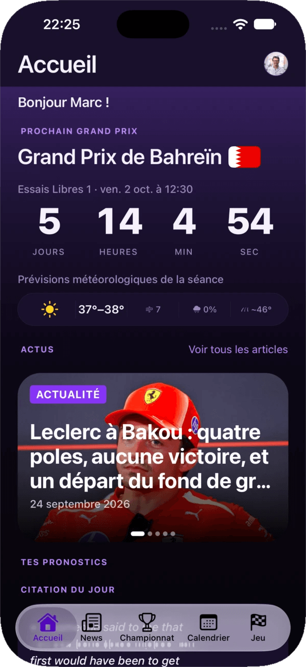 Home with countdown to the next Grand Prix